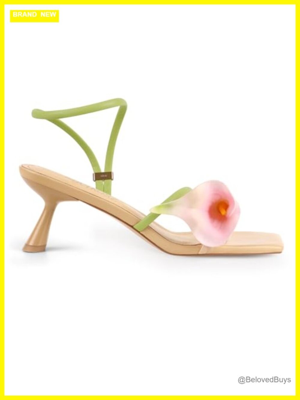 Calla Lily Kitten Heel Sandals Women Strappy Square Open Toe Faux Leather Lace - Picture 3 of 6